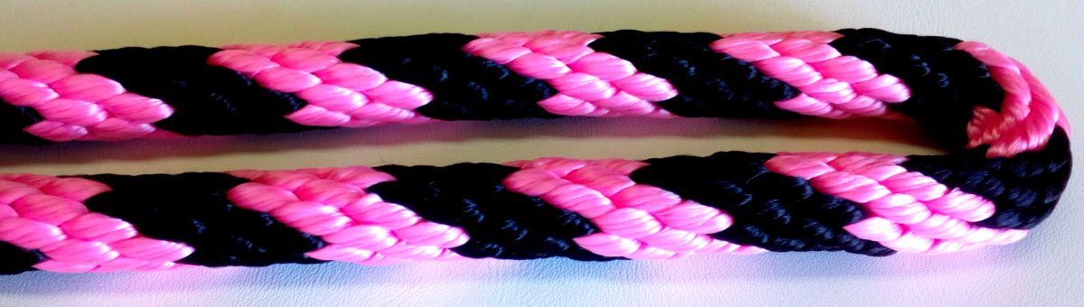 Provaz polypropylen dvoubarevný, 16 mm - růžový + černý Česká výroba